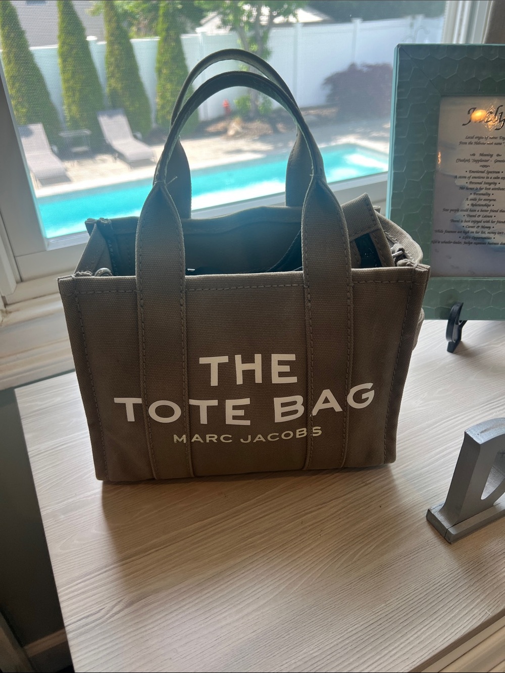 Marc Jacobs Olive Green Canvas Tote Bag with White Logo